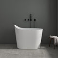 SJ Star&Jane 43' Solid Surface Japanese Soaking Bathtub Stone Resin Freestanding Tub Deep Soaking Bathtub Sit-In Design with Drain