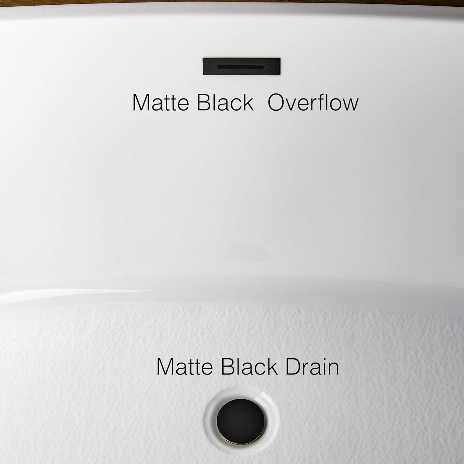 WOODBRIDGE 67' Acrylic Freestanding Bathtub Contemporary Soaking White Tub with Matte Black Overflow and Drain，BTA1512-MB-Drain&O