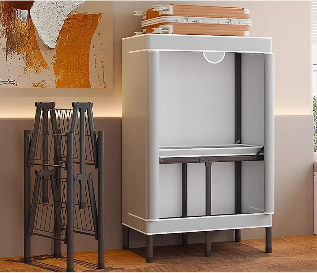 67' H Portable Wardrobe Closet Storage Organizer for Bedroom, Armoire Foldable, Steel Hanging Rack with Cover(85cm/33.5in)