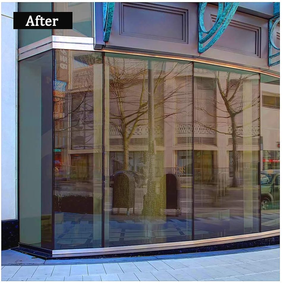 Window Privacy Film One Way Mirror Reflective Glass Film Heat Control Anti UV Adhesive Film for Home and Office Windows, 24Inch x 100Feet, Brown Silver