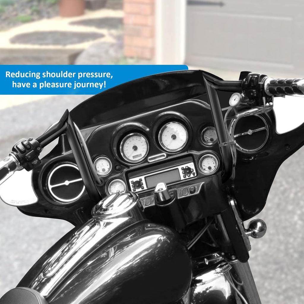 Wsays Pre-Wired Handlebar 10' Rise Bagger Meathook Ape Bar-Sharp Handlebar Compatible with Harley Touring Street Glide Electra Glide Ultra Limited 2008-2013 Black
