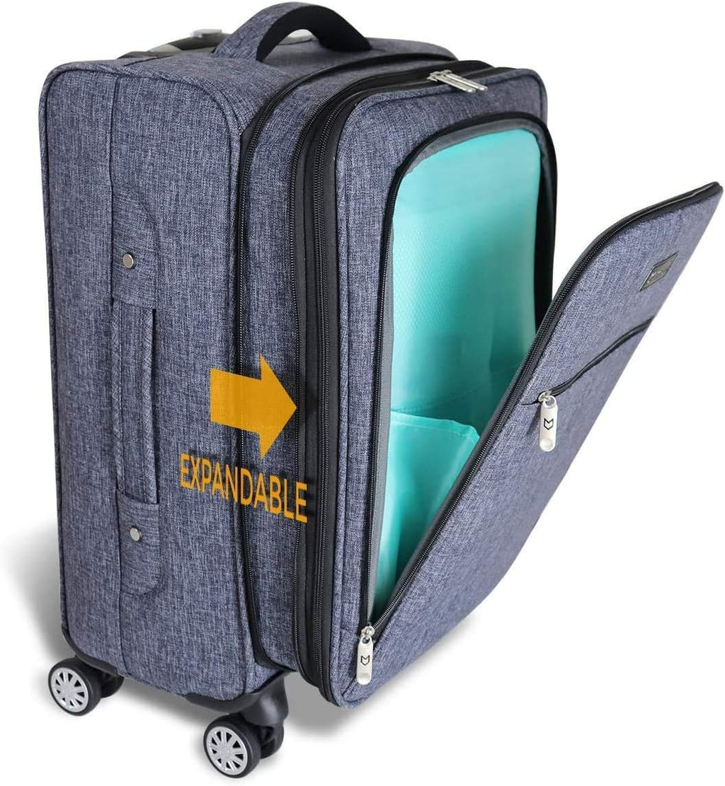 Mavii Dance Bag with Garment Rack, 22 Inch Carry-on Upright Luggage with Spinner Wheels, Ideal for Competitions & Travel, Easy-assembly Lightweight Aluminum Rack, Heathered Gray
