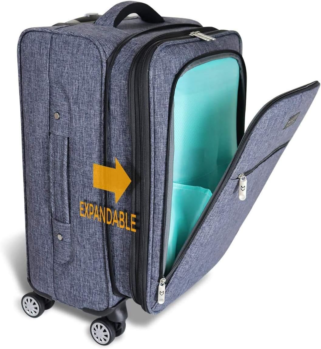 Mavii Dance Bag with Garment Rack, 22 Inch Carry-on Upright Luggage with Spinner Wheels, Ideal for Competitions & Travel, Easy-assembly Lightweight Aluminum Rack, Heathered Gray