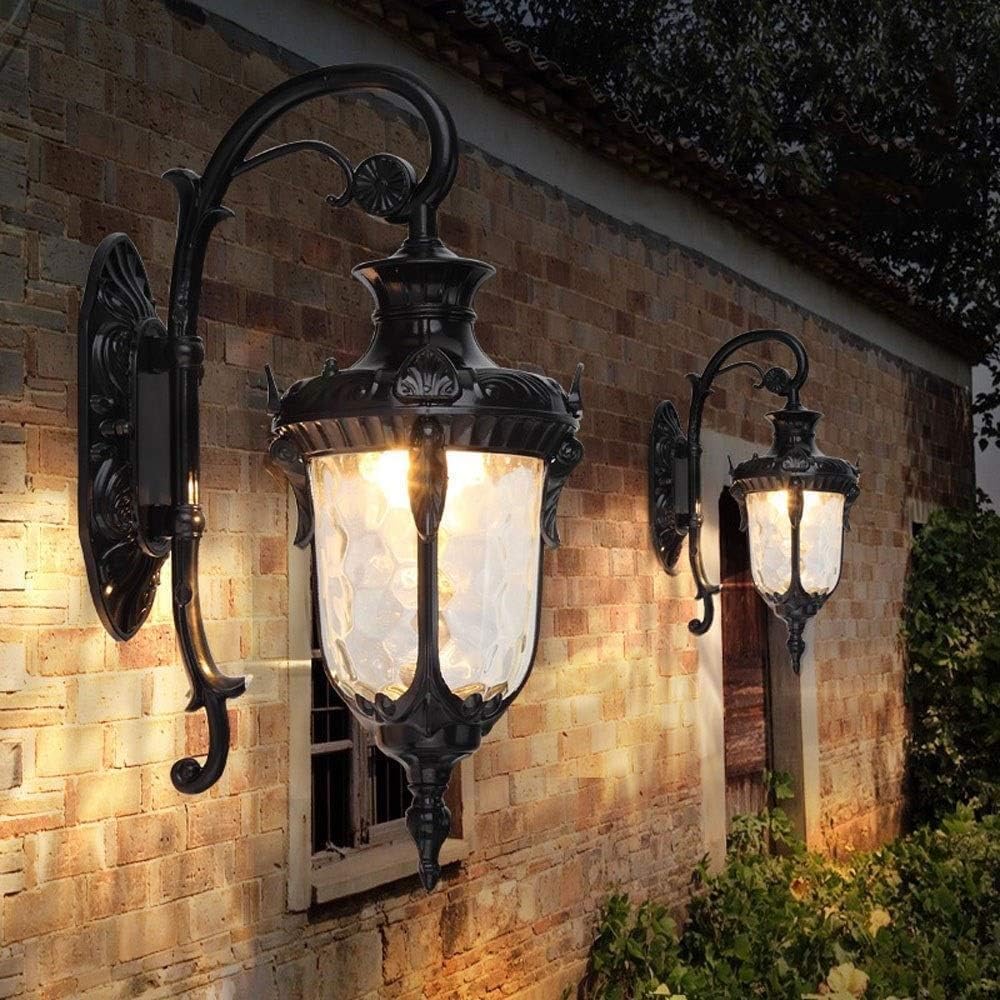 Wall Light LED Bronze V-intage Outdoor Lamp Aluminum 24' Porch Lighting Black Clamp Sconce Glass Shade Villa,Chandeliers