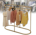 Heavy Duty Oval Garment Rack, Floor Commercial Retail Clothing Rack for Clothes Storage, Iron Multi-Functional Bedroom Clothing Rack, for Boutiques Display, Hallway Entryway,Gold