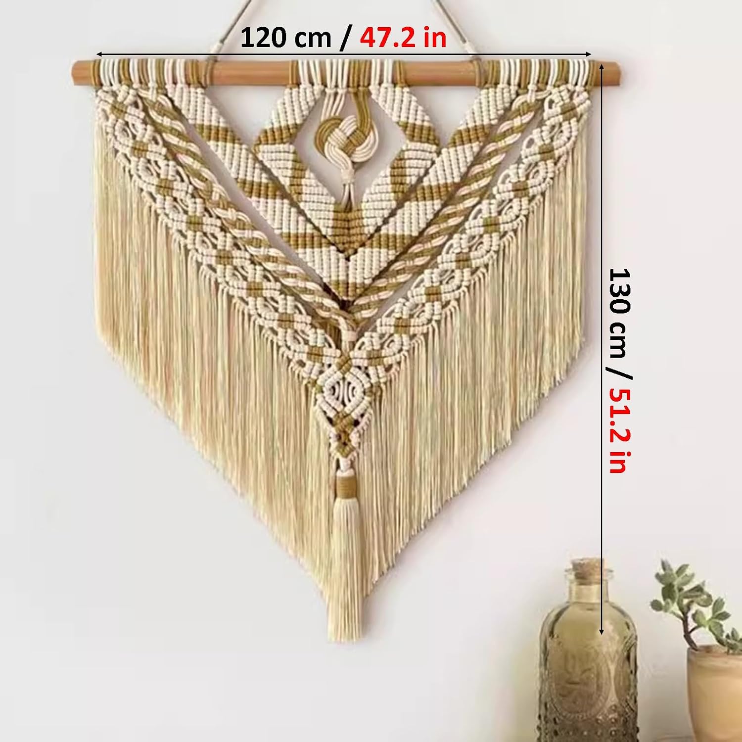 Macrame Curtains Macrame Wall Hanging, Macrame Tapestry Wall Art, Boho Woven Tassel Yarn Tapestry, Above Bed Wall Decor for Bedroom(47.2x51.2in)