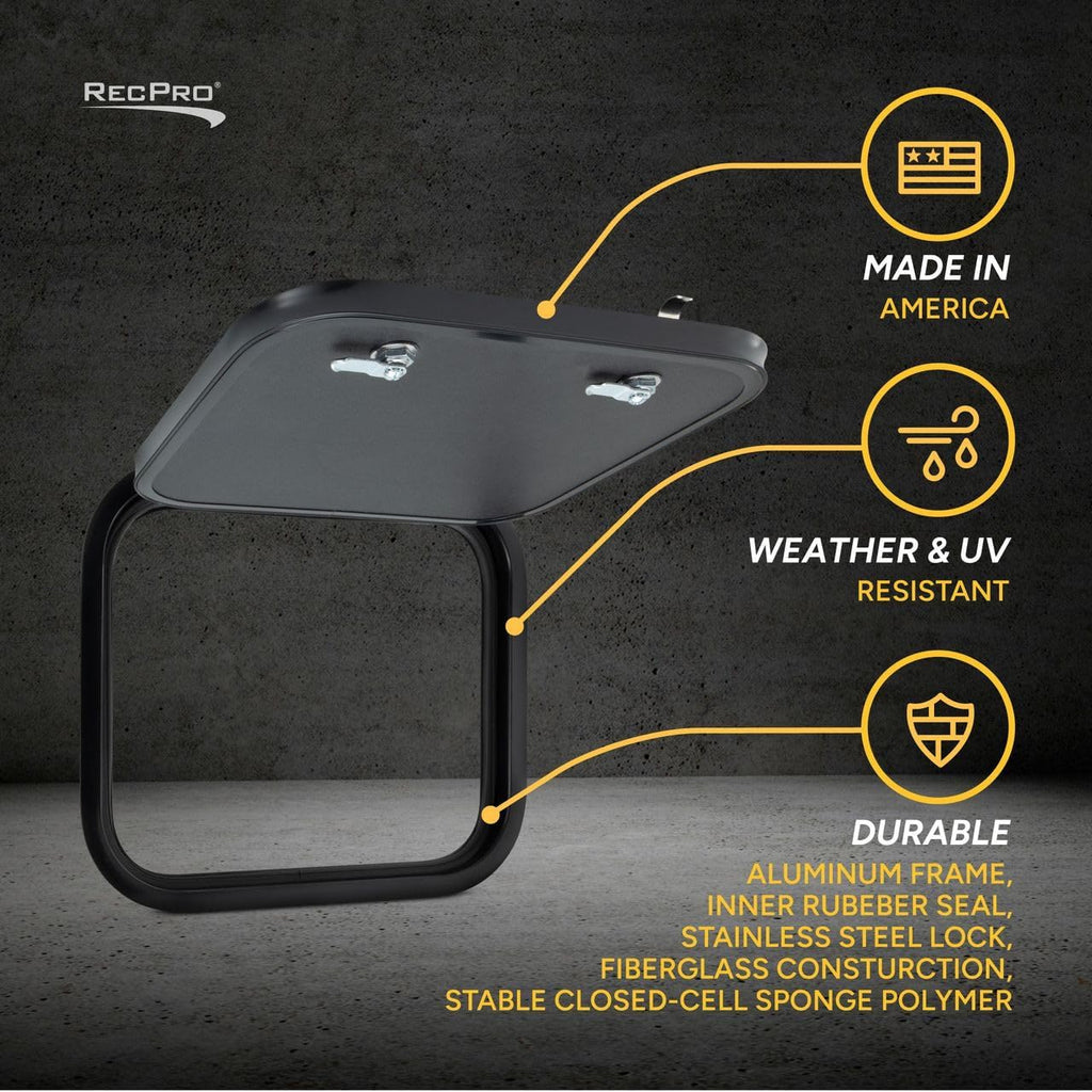 RV Baggage Door | Rounded Corners | Camper | Compartment Door | Black Fiberglass (16' W x 14')