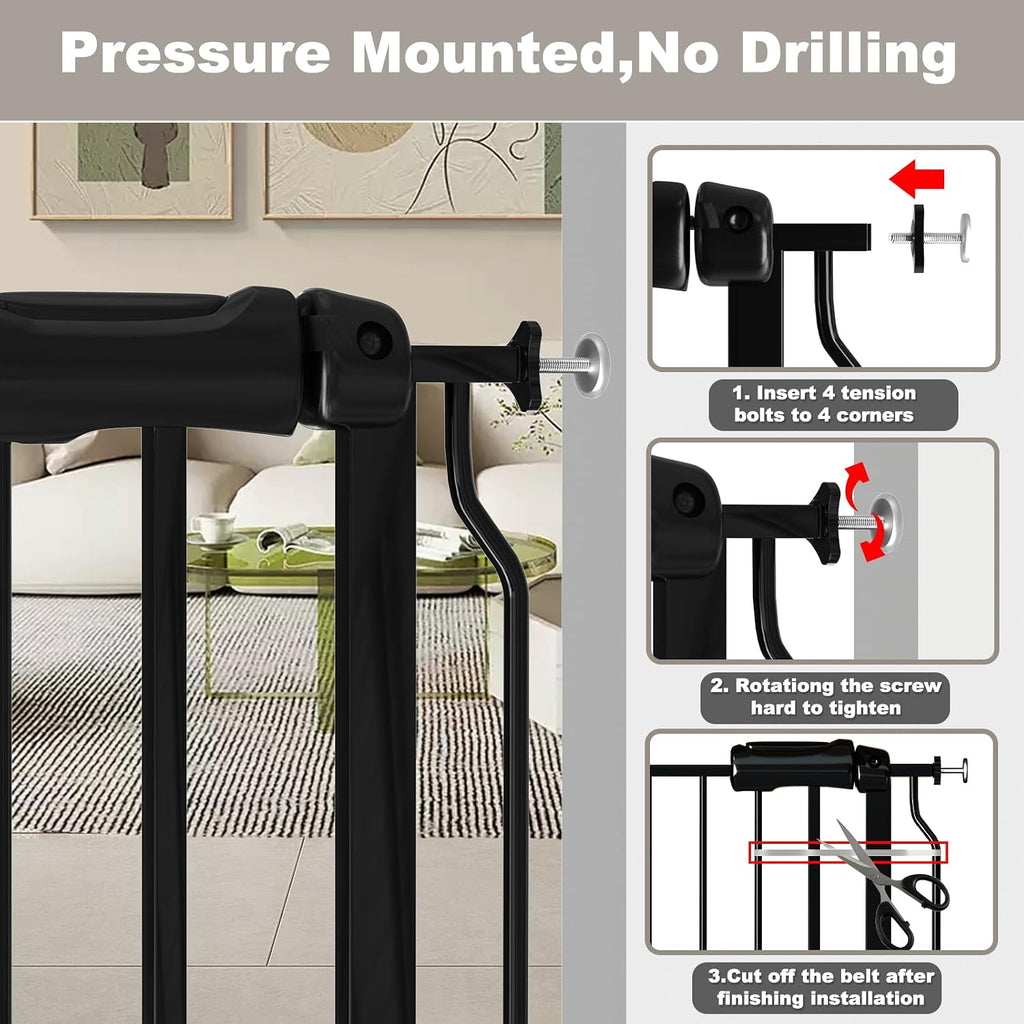 Fairy Baby Extra Wide Baby Gate 76.3-81.1 Inch Wide, Walk Through Pressure Mounted No Drill for Doorways, Long and Large Tension Gate for Pet and Kids