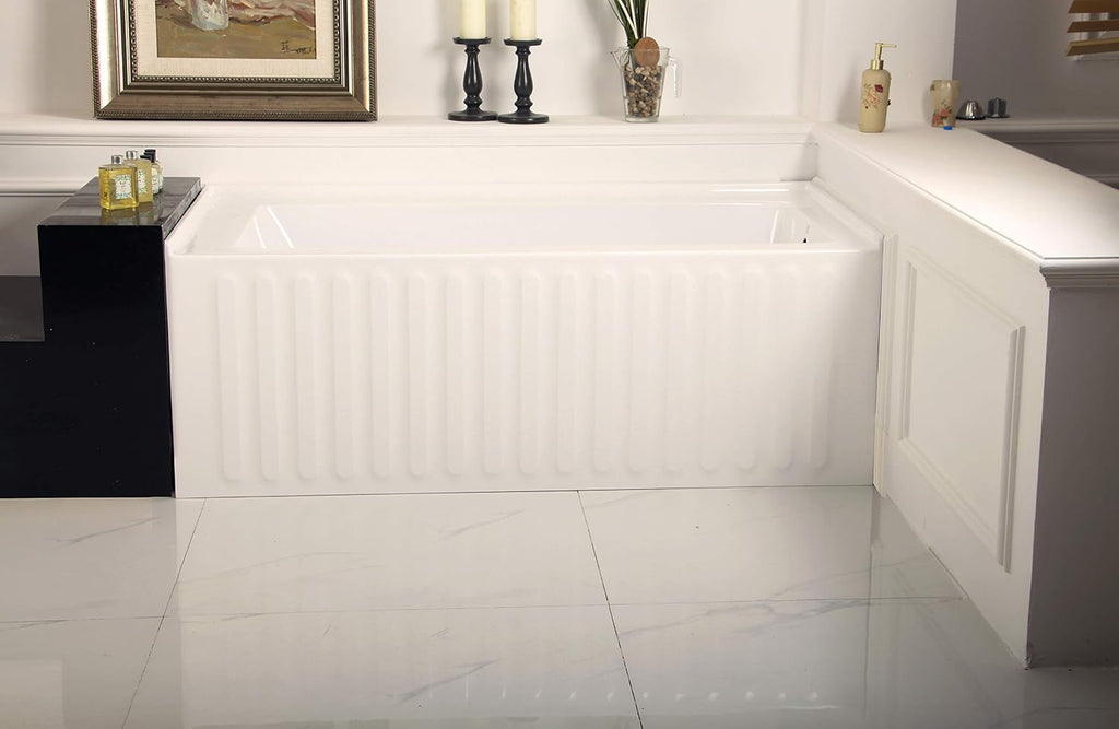 Aqua Eden VTDE603121R 60-Inch Acrylic 3-Wall Alcove Tub with Right Hand Drain Hole, White