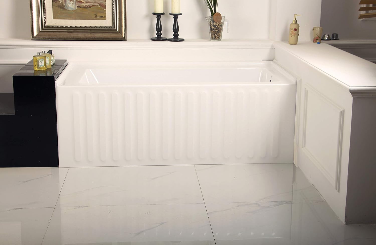 Aqua Eden VTDE603121R 60-Inch Acrylic 3-Wall Alcove Tub with Right Hand Drain Hole, White