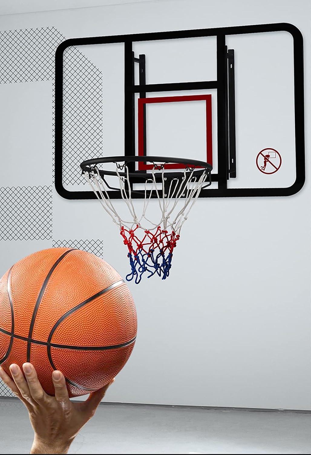 Basketball Rim Adult Basketball Hoop, 43in Wall-Mounted Basketball Board, Expansion Screw Installation, 110x75 Cm