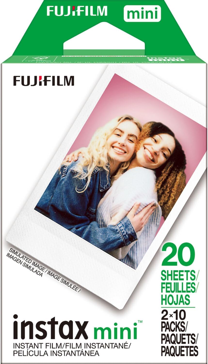 Fujifilm instax mini Link+ Smartphone Printer Bundle with 20 Exposures Instant Mini Film + Mini Album, Borders, Stickers & Clips + Cleaning Cloth (4 Items)