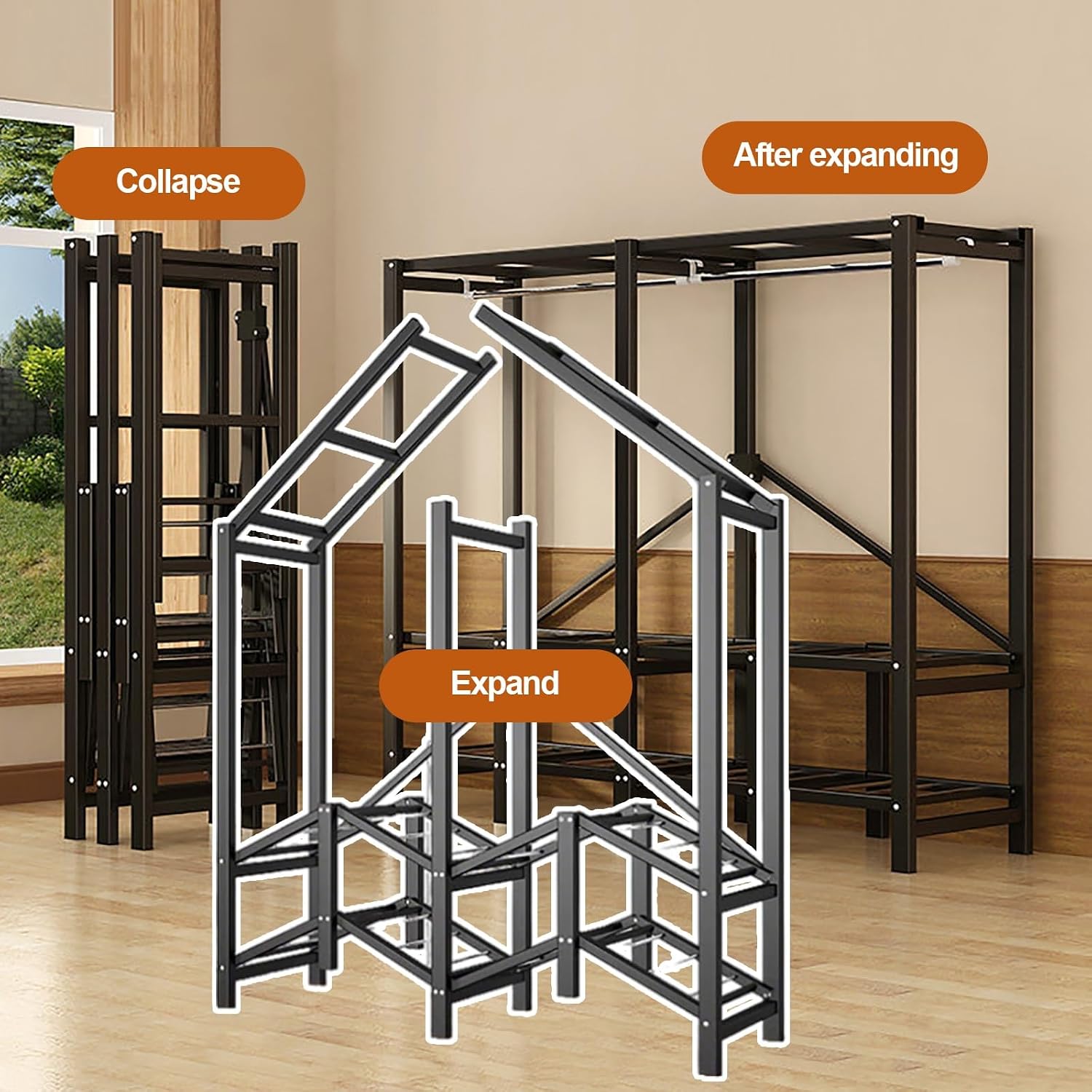 Foldable Closet Wardrobe Clothes Rail with Cover Heavy-Duty Clothes Rack with Bottom Shoes Shelf Portable Armoire Storage Metal Garment Racks for Hanging Clothes(A,70x50x170cm/28x20x67in)