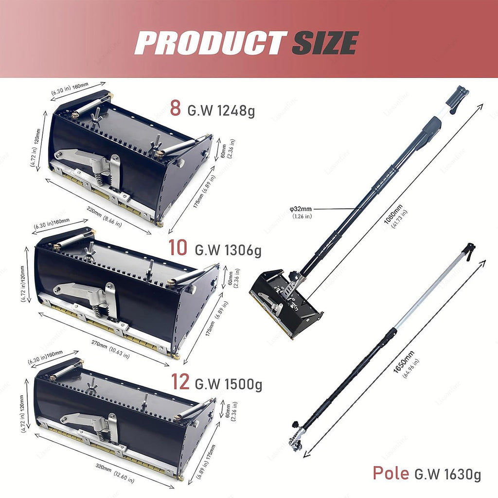 Professional Drywall Finishing Tools, 12' Drywall Flat Box with 42'-65' Extension Handle, Stainless Steel Knife Tools, Drywall Taping Tool for Walls & Ceilings 8in+Rod