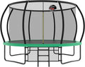 Lyromix 12 14 15 16FT Outdoor Trampolines for Kids and Adults, Pumpkin Trampolin with Curved Poles, Recreational Trampolin with Basketball Hoop and Safety Enclosure Net for Kids and Adults