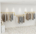 Clothing Store Modern Simple Display Garment Racks,Wall-Mounted Hanging Metal Clothes Shelf System,Heavy Duty Iron Clothes Hanging Rod Bar for Laundry Room,(A-350cm/