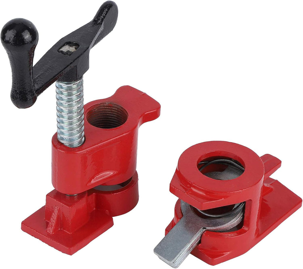 4 Pack 3 4, 4Sets Quick Release Heavy Duty Wide Base Iron Wood Gluing Pipe Clamp Set Serre Joint a Tube Metal Woodworking Workbench Clamps Cast for Woodw with Unique