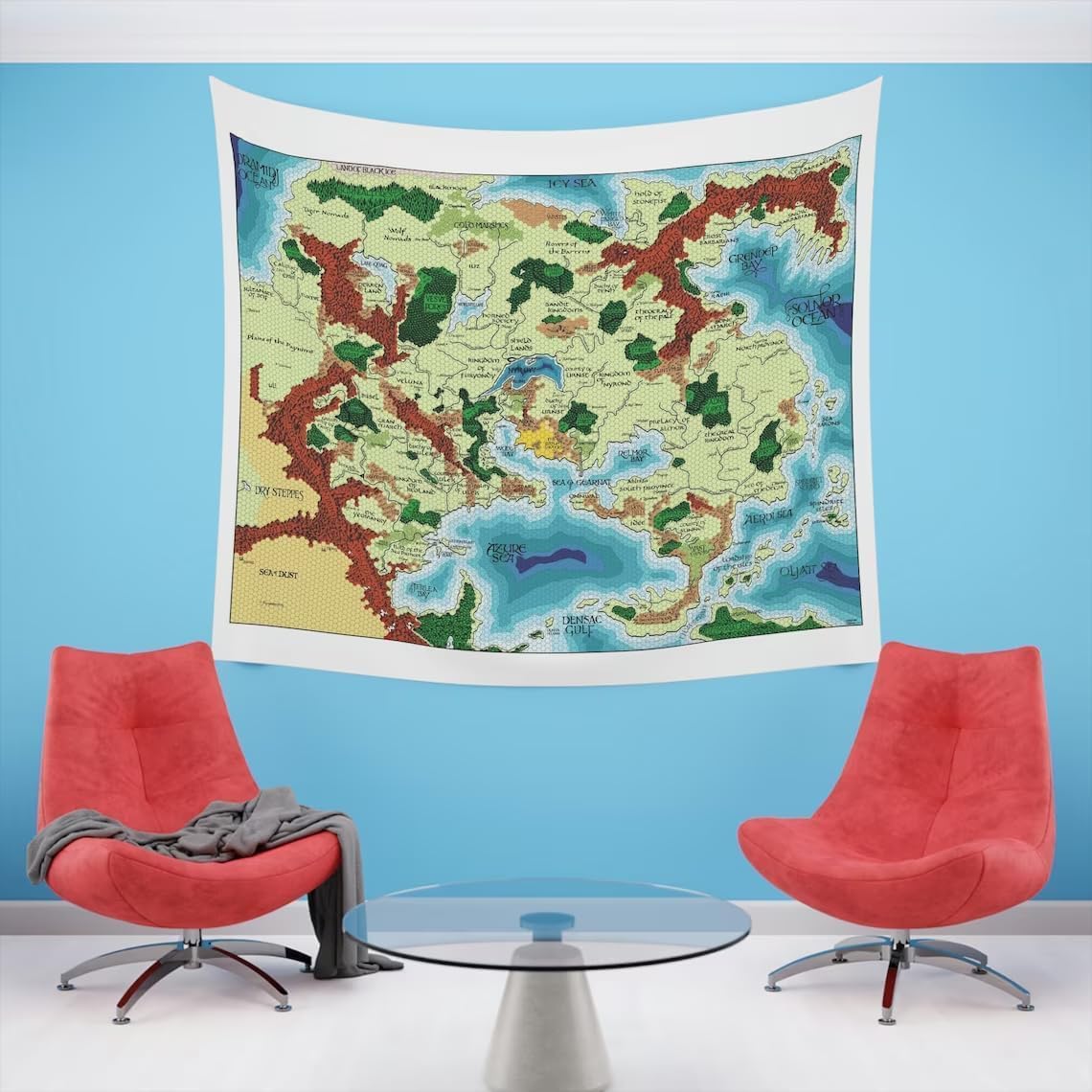 POLYMORPH PRINTS Greyhawk Indoor Wall Tapestry, Flanaess Advanced Dungeons and Dragons Indoor RPG Map Home Wall Decor | AD&D (104' x 88')