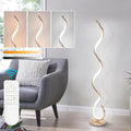 EIDISUNY Modern Spiral Floor Lamp for Living Room, Bedroom & Office - 3 Color Temperature LED with Remote & Foot Switch, Dimmable 48W (Gold)