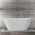 59 'Acrylic Freestanding Bathtub - Deep Soaking Tub for Bathroom，Oval Shaped Stone Resin Freestanding Tubs,cUPC Certified,Chrome Drain and Overflow, Glossy White