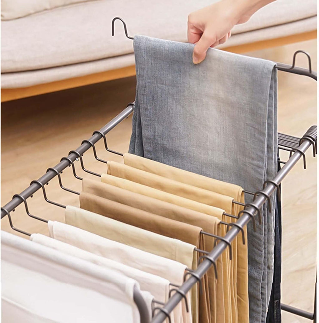 Display Stand Pants Hangers Rolling Trolley Trousers Rack, Floor Standing Jeans Hangers Metal Scarves Rack Clothing Closet Organizer Shelf Blanket Rack (L60*W33*H70CM