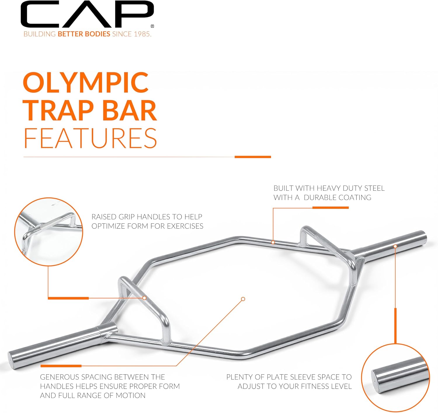 CAP Barbell Olympic Trap Bar | Multiple Grip Options