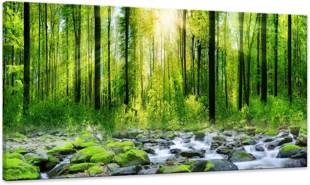 Canvas Wall Art for Bedroom Green Trees Landscape Sunshine Over Forest Photograph Printed Living Room Wall Decoration Large Mural Wall Art Print Artwork Natural Outdoor Pictures Size:30x58inch
