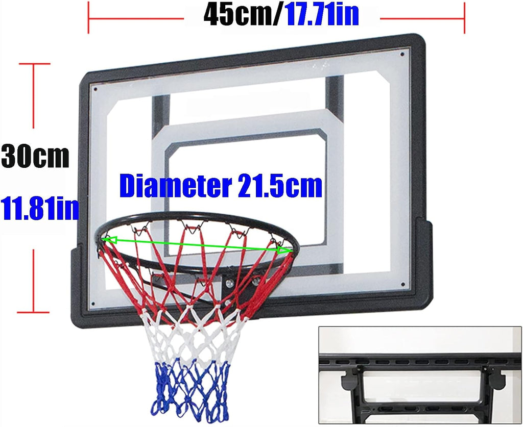 Basketball Rim Wall-Mounted Basketball Hoop,Mini Basketball Boards for Adults and Children,No Need to Punch Holes for Easy Installation,Diameter 21.5/38cm (Size : 45x30cm)