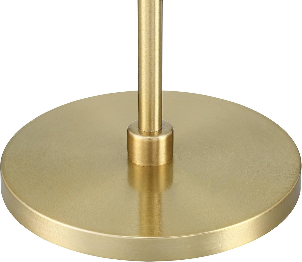 360 Lighting Serra Modern Art Deco Arc Floor Lamp Standing 64' Tall Warm Gold Metal White Linen Blend Fabric Tapered Drum Shade for Living Room Reading Family Bedroom Office House Home