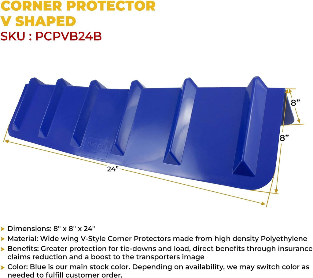 Mytee Products (10 Pack Blue Corner Protector V Shaped Edge Guard 8' x 8' x 24' Inches