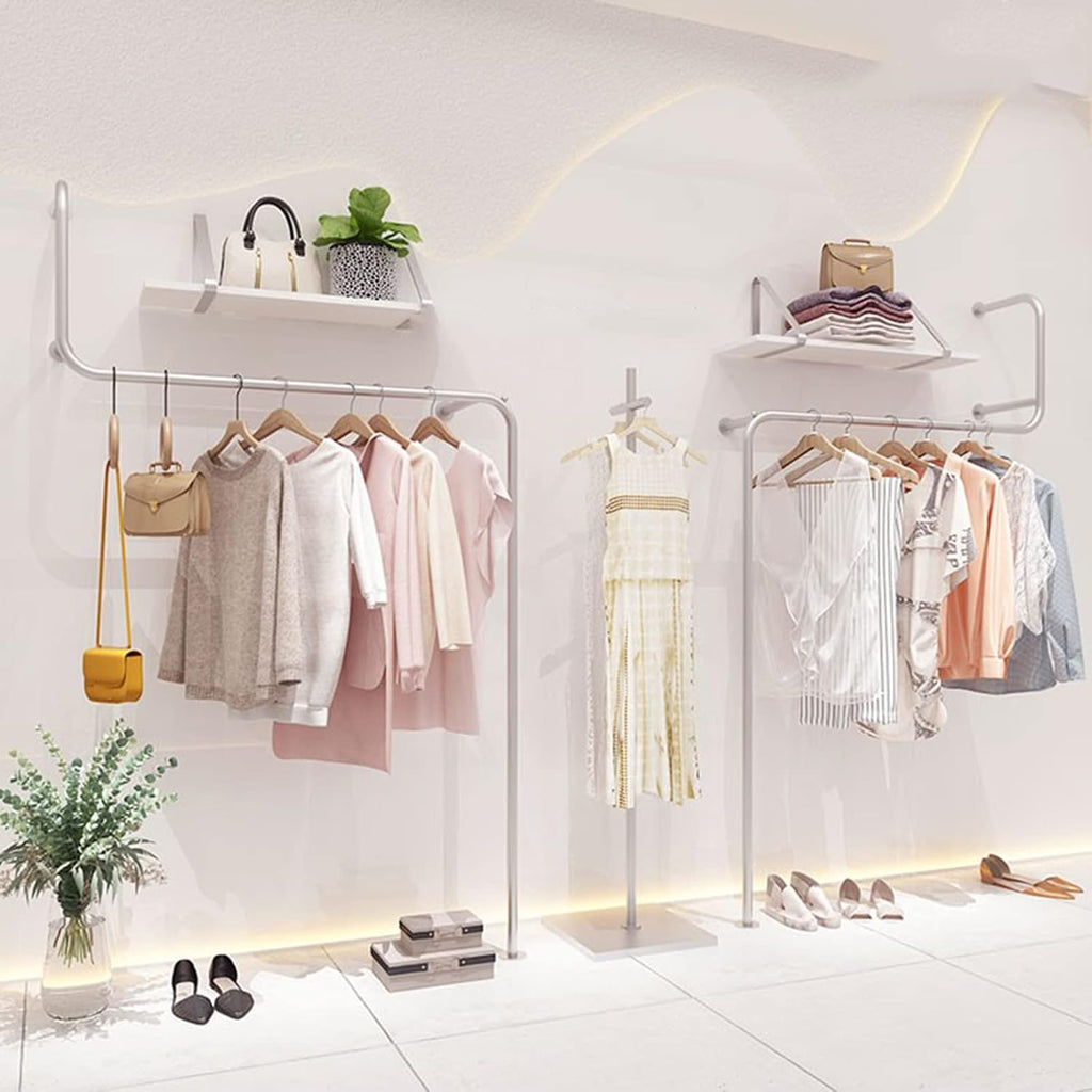 2pcs Creative Display Garment Racks in Boutique Clothing Stores,Modern Wall Mounted Retail Garment Rack,Industrial Pipe Clothing Rack (D-120cm/47in