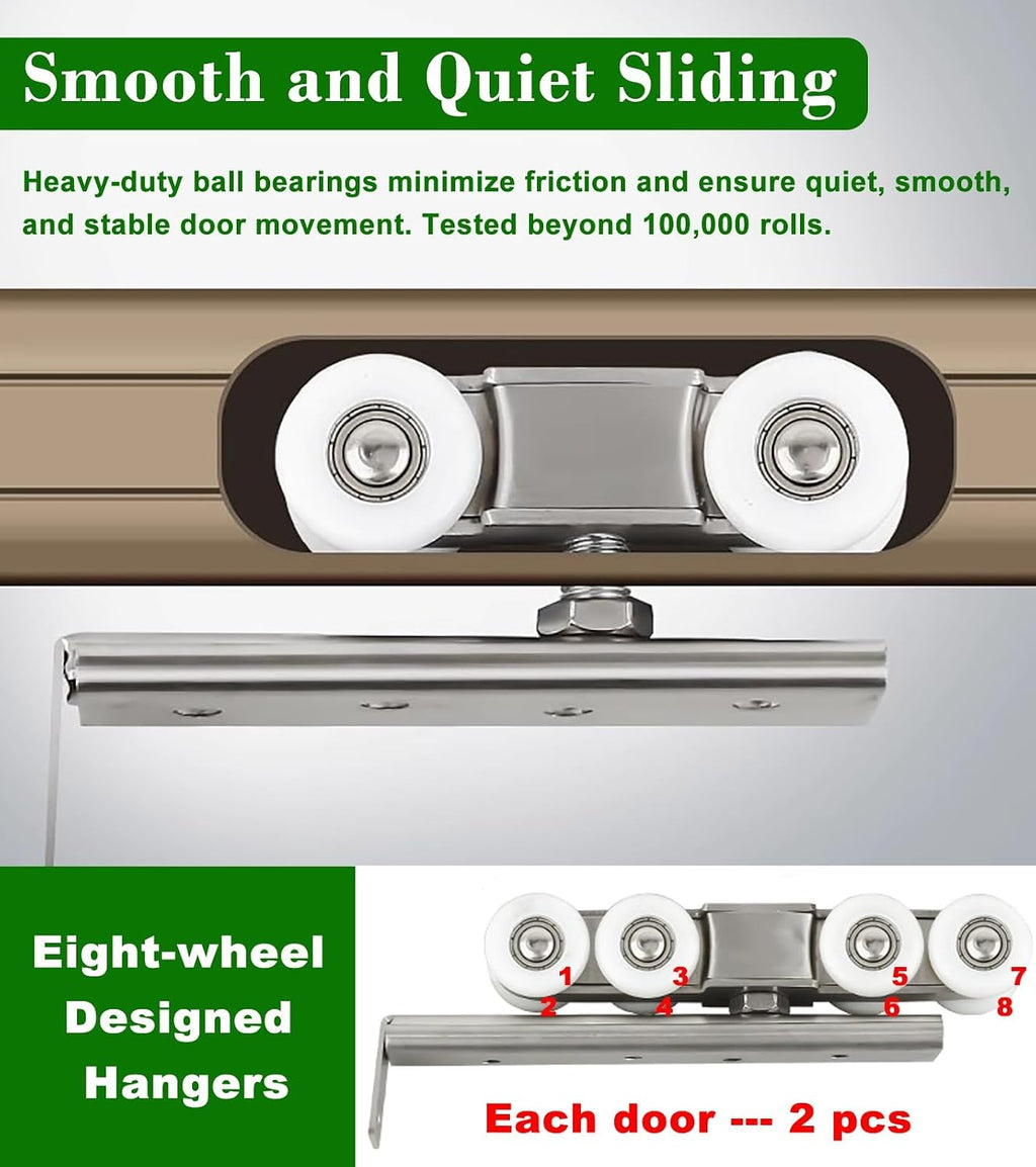 Sliding Pocket Door Hardware Track Kit, 3 4 5 6 7 8 9 ft Customizable Closet Door Rail Top Mount, Home Commercial Aluminum Box Barn Door System(Silver,3.6m(11.8ft))
