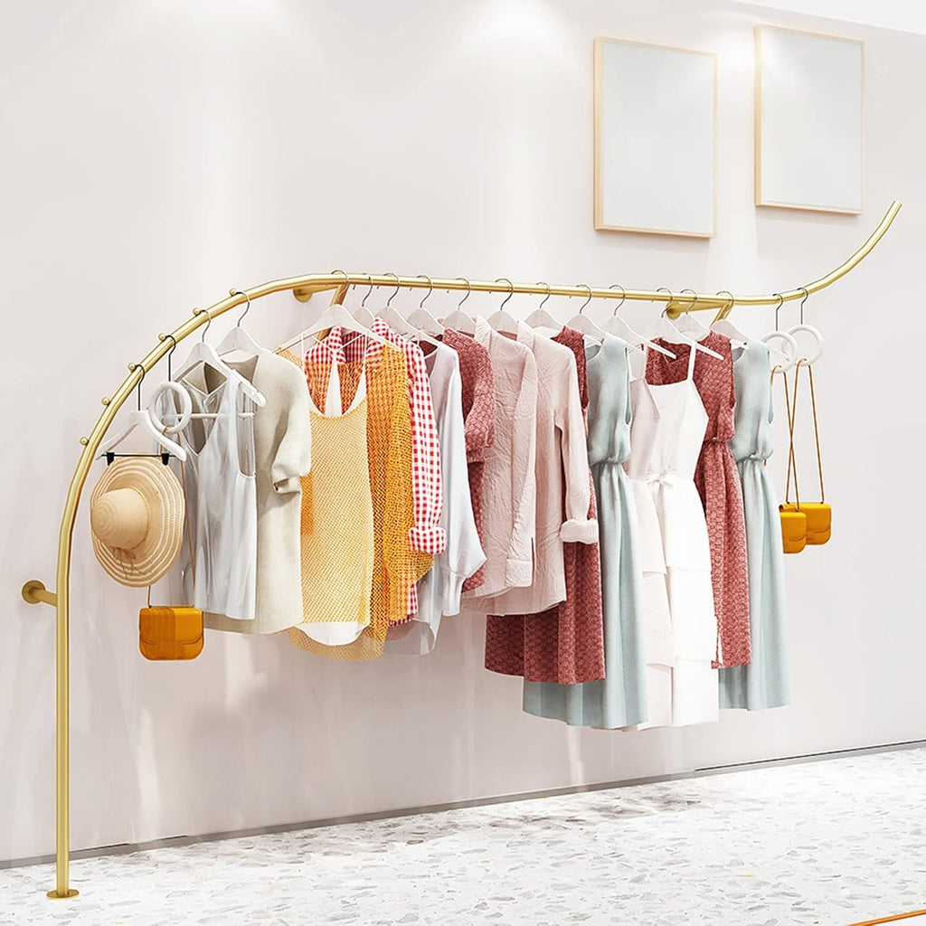 Clothing Rod Wall Mounted Clothing Rack Store Garment Racks Display Clothes Hanger Commercial Hanging Clothes,Multi-Functional Organizer Storage Shelf for R(A-L250CM