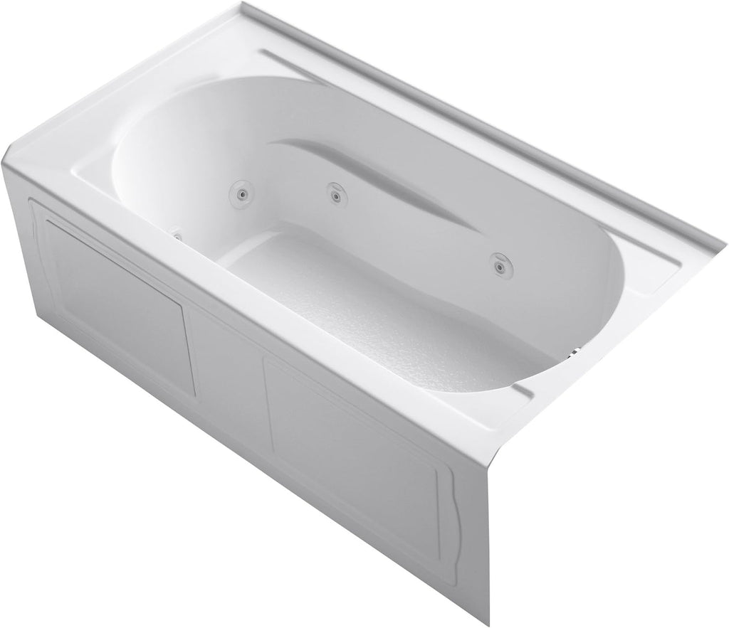 Kohler K-1357-HR-0 5 ft. 8-Jet Tub w/Heater3-Side Tile Flange & Drain White
