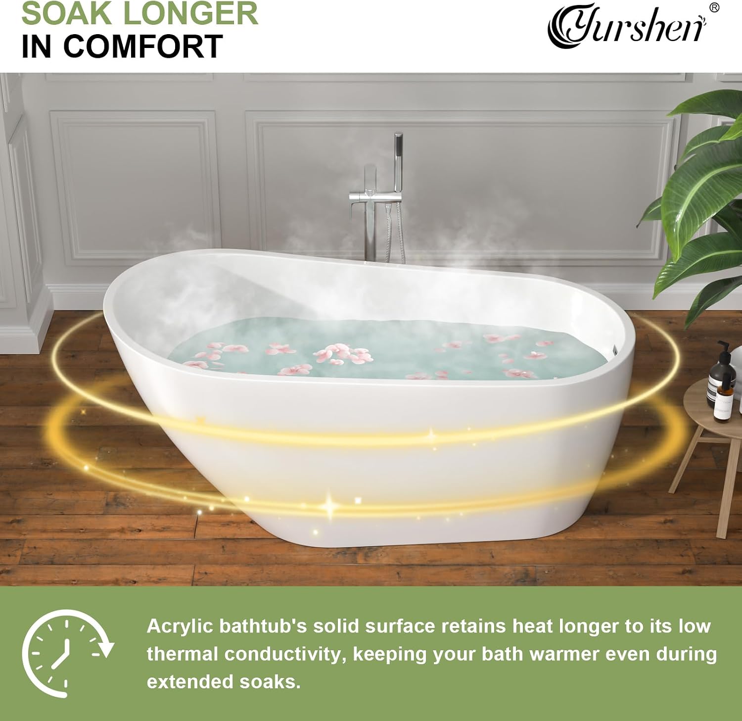 59' Freestanding White Acrylic Slipper Bathtub – Elegant Soaking Tub with Chrome Drain and Ergonomic Backrest for Luxurious Home Bathing, YSB9212