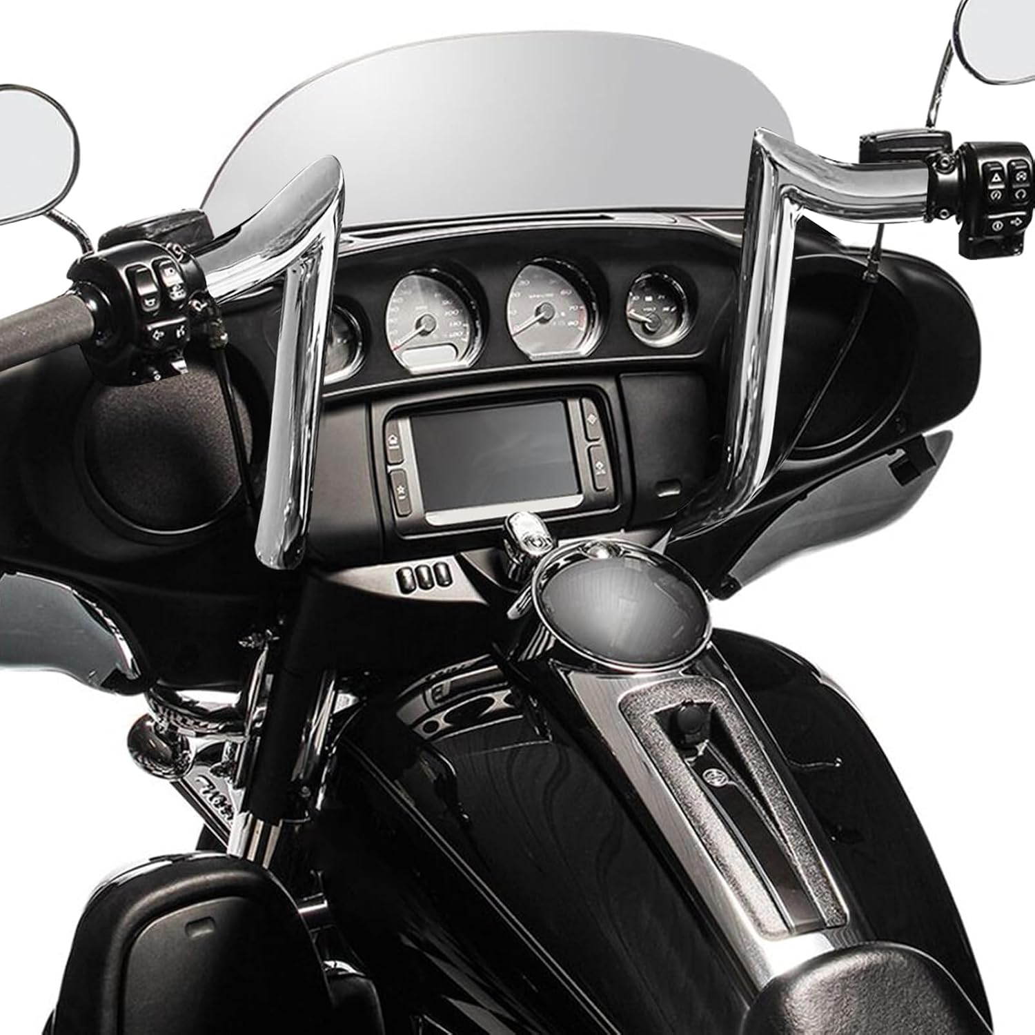 Mofun 14' Ape Hangers Pre-wired Handlebars 1 1/4' Compatible with Harley Touring Street Glide Electra Tri Glide Ultra Limited with Batwing Fairing 2014-2023, Chrome