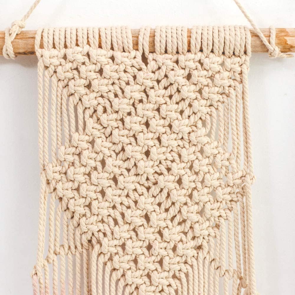 Macrame Wall Hanging Boho Hand Woven Tapestry Textile Wall Hanging Boho Wall Decor Tapestry Princess Room Loft Decoration Girl Gift (A)
