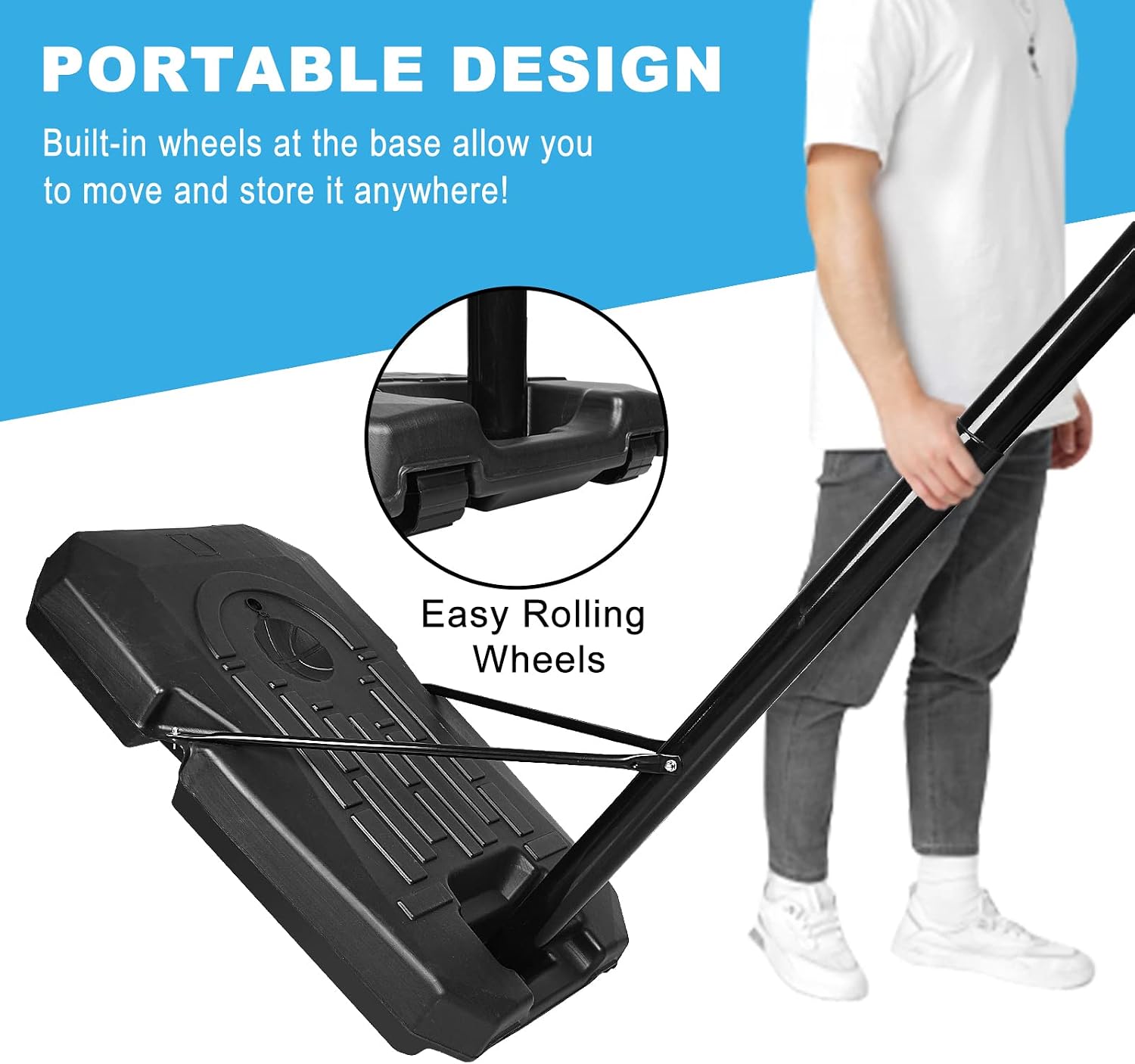 Basketball Hoop, 6.5-10ft Adjustable Height Basketball Hoop Outdoor, Basketball Hoop Indoor Portable Basketball Hoop Goal Court System with 44 Inch Backboard and Basketball Net