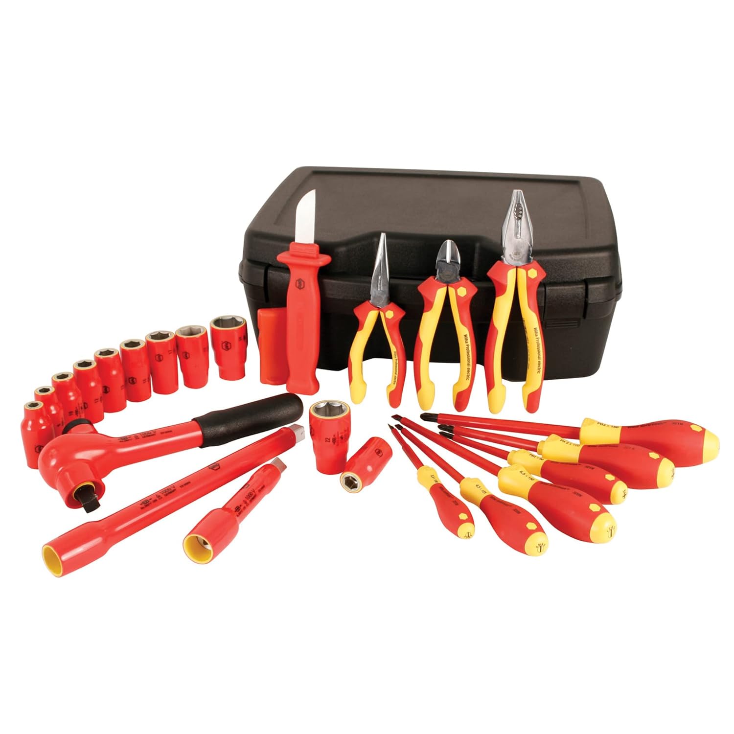 Wiha 31691 1/2-Inch Drive Socket Set, Metric, Insulated, 24 Piece
