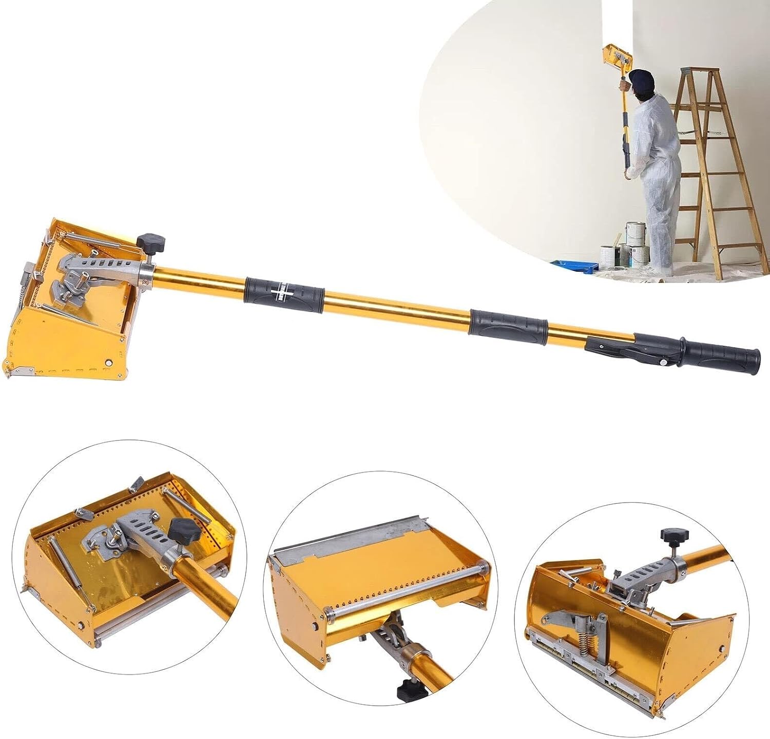 taping machine Professional Drywall Flat Finishing Box,9.8Inches Drywall Mud Compound Taping Tool, Quick Clean 40-64'' Adjustable Handle Putty Drywall knife Machine Suitable For Mud Drywall Skimming