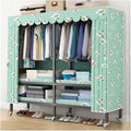 Portable Wardrobe Closets Metal Garment Rack with Lockable Wheels Foldable Clothes Rack with Fabric Cover for Bedroom (Color : E, Size : 168x50x180cm) (E 168x50x180cm)