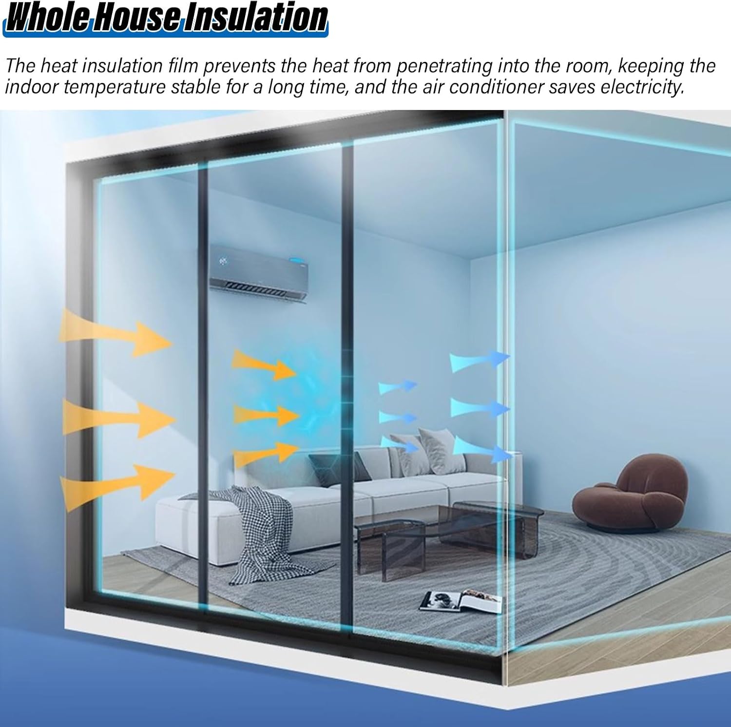 One-Way Privacy Window Film – Reflective Tint, U-V Blocking & Heat Insulation, for Sunroom/Skylight/Bedroom/Living Room(Silver,90x500cm)