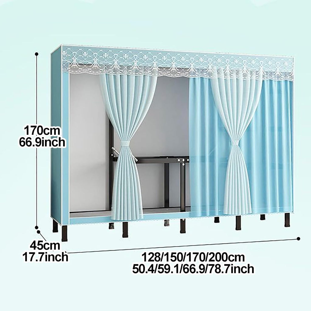 Foldable Portable Wardrobe Closet With Cover, Metal Clothes Rack, Covered Garment Rack For Hanging Clothes, Clothing Coat Storage Organizer(Grey,200cm/78.7inch)
