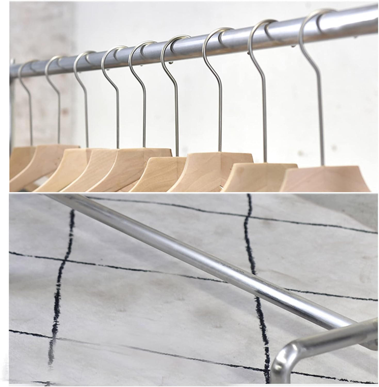 Clothing Display Rack Clothing Display Rack, Heavy-Duty Industrial Clothes Rail, Movable Monorail Metal Garment Rack, Non-Slip Hanging Rail, Universal Wheel(