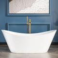 Sarlai 67 Inch Acrylic Freestanding Soaking Bathtub Contemporary Soaking White Tub Stand Alone Ergonomic Bathtub with Chrome Drain and Overflow