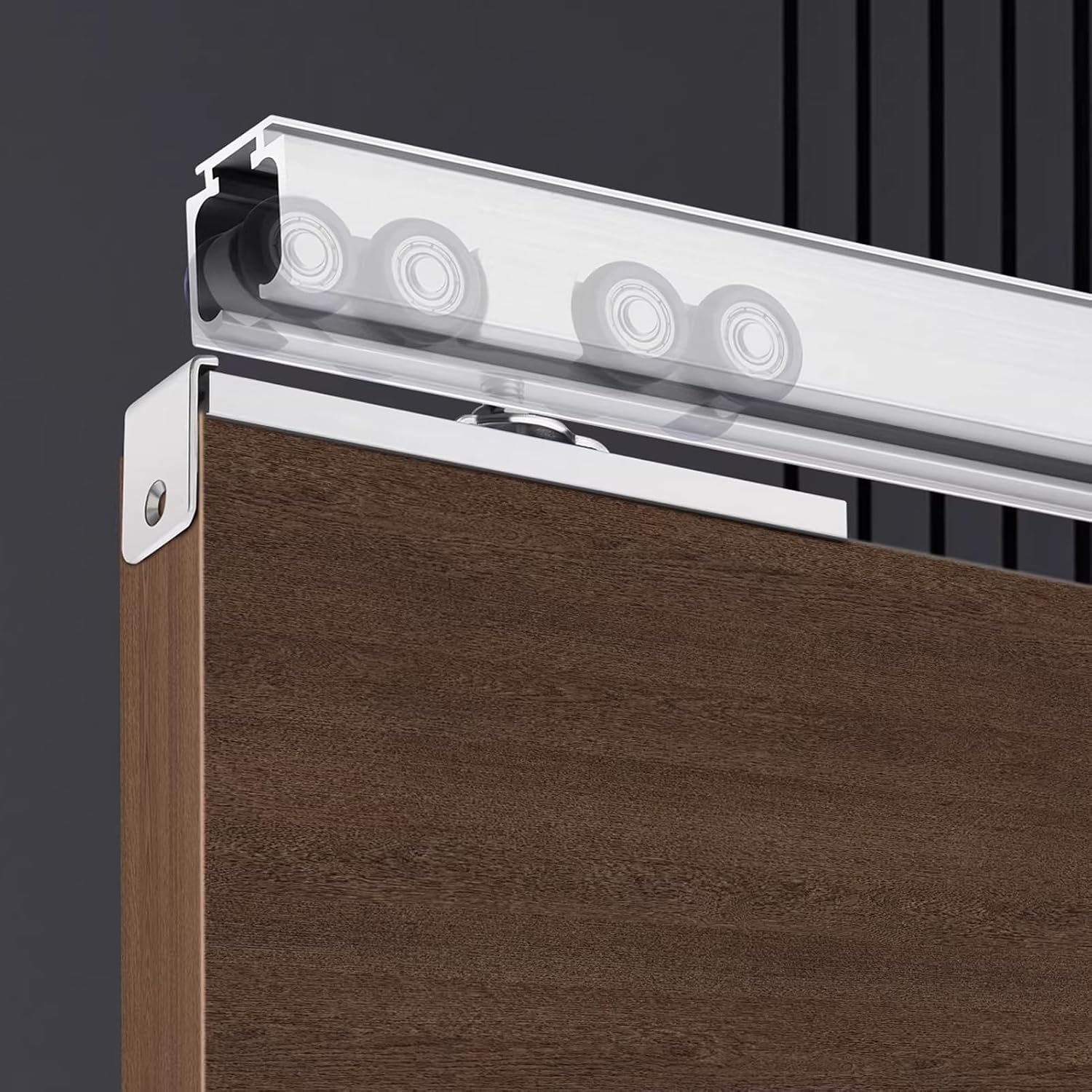 Sliding Pocket Door Hardware Track Kit, 3 4 5 6 7 8 9 ft Customizable Closet Door Rail Top Mount, Home Commercial Aluminum Box Barn Door System(Silver,3.6m(11.8ft))