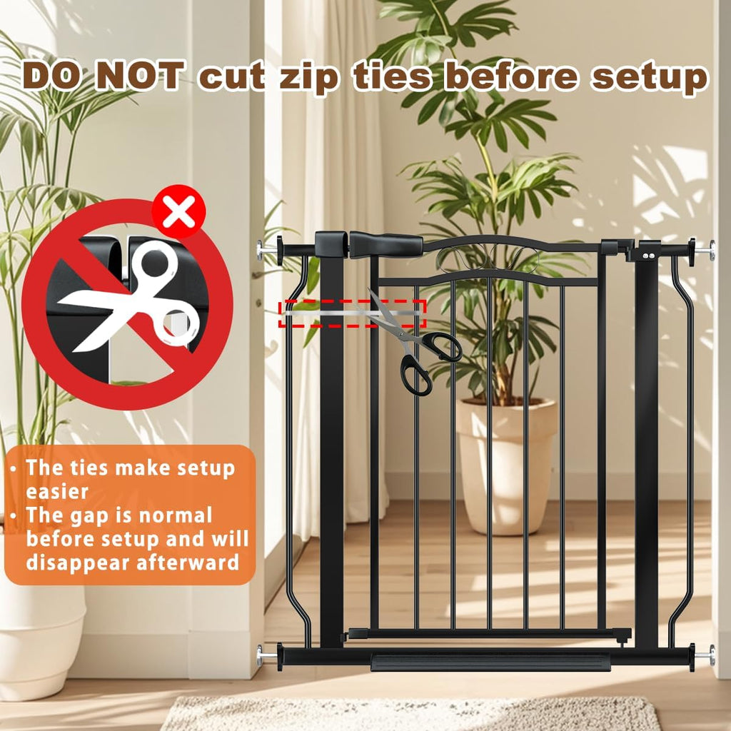 53.1-62.2' Extra Wide Baby Gate for Stairs No Drilling, 30' Tall Auto Close Press Mounted Baby Gate for Doorways, Adjustable Width Walk Through Dog Gates for Doorways, Black