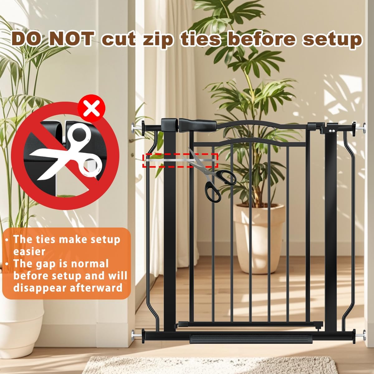 53.1-62.2' Extra Wide Baby Gate for Stairs No Drilling, 30' Tall Auto Close Press Mounted Baby Gate for Doorways, Adjustable Width Walk Through Dog Gates for Doorways, Black