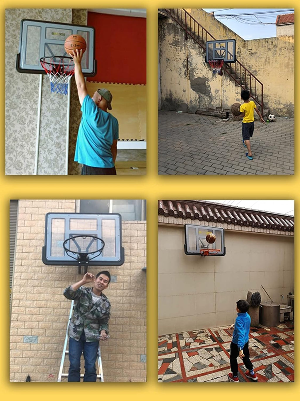 Portable Wall-Mounted Basketball Hoop, Indoor and Outdoor Sports Training Backboard Basketball Stand, 110X75CM