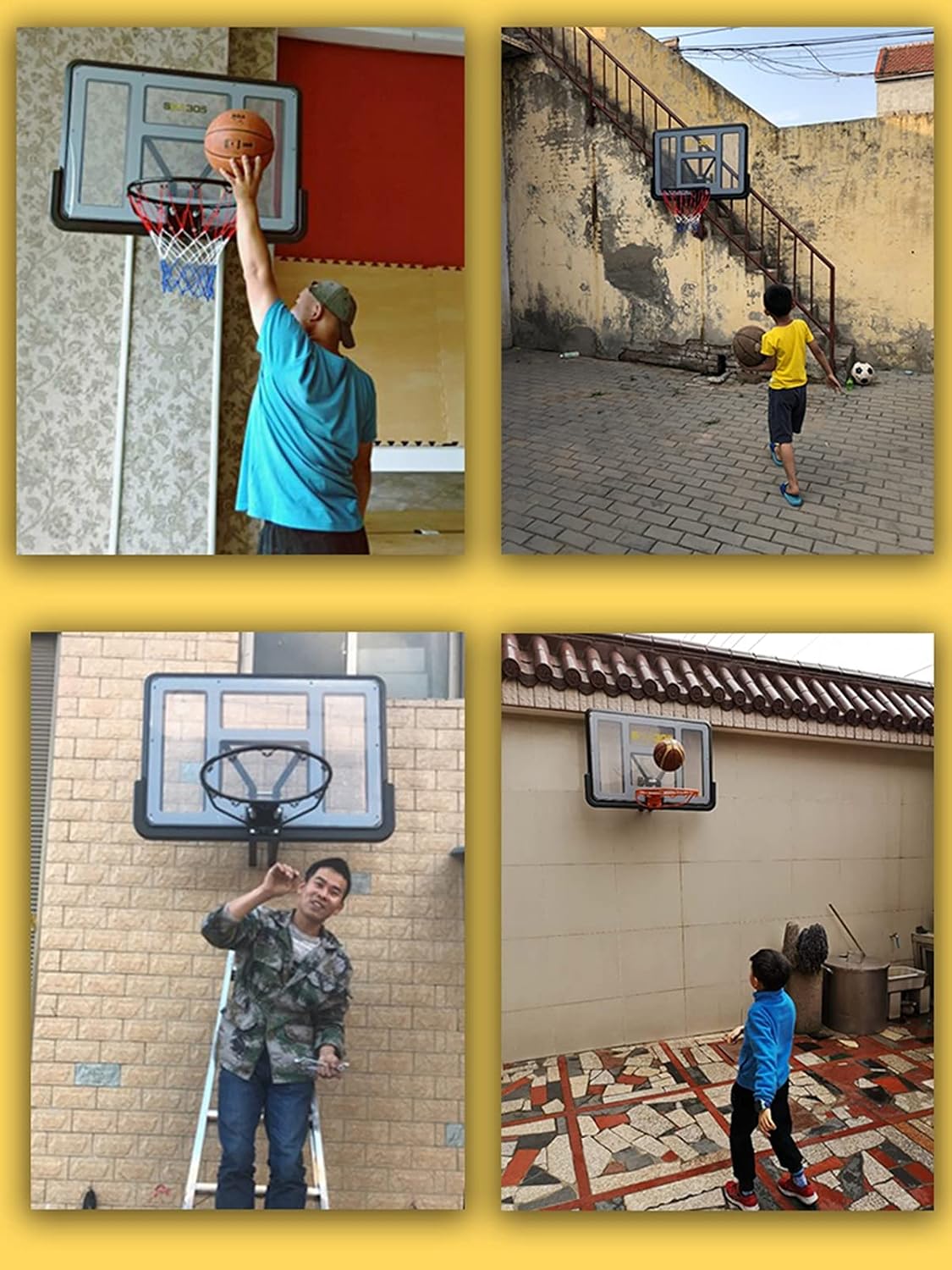 Portable Wall-Mounted Basketball Hoop, Indoor and Outdoor Sports Training Backboard Basketball Stand, 110X75CM